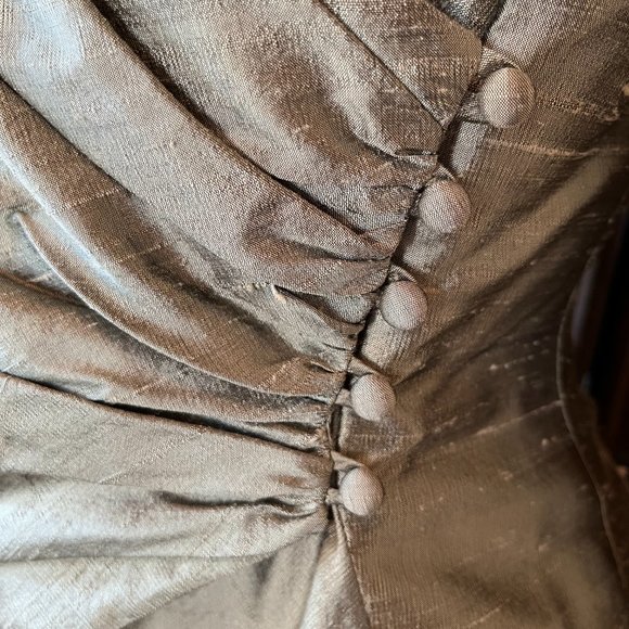 Watters Vintage Dupioni Silk Skirt Set Green Maxi Formal Mother of Bride Sz 6 - Picture 10 of 13